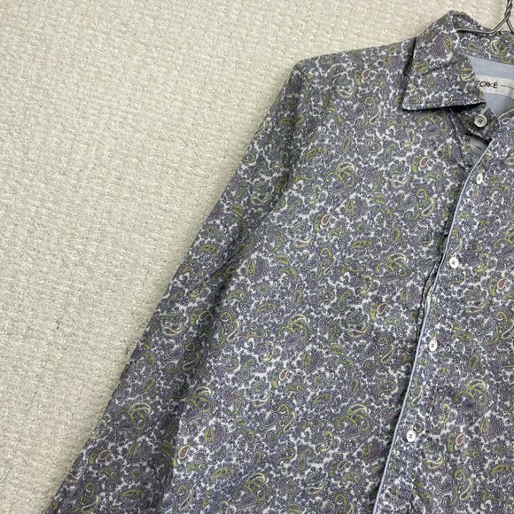 Koike Barcelona Men M Psychedelic Paisley AOP Button Down Shirt Elbow Patch - Picture 3 of 16